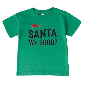 Santa We Good Glitter Toddler Short Sleeve Graphic Tee