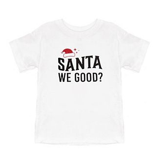 Santa We Good Glitter Toddler Short Sleeve Graphic Tee