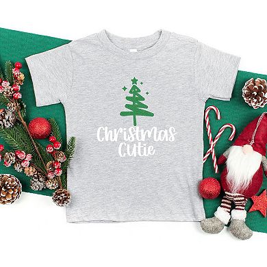 Christmas Cutie Tree Glitter Youth Short Sleeve Graphic Tee