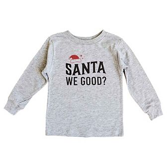 Santa We Good Glitter Toddler Long Sleeve Graphic Tee