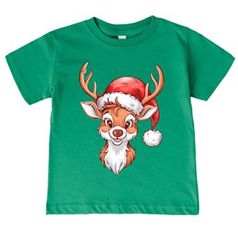 Cute Reindeer Head - Toddler Short Sleeve Graphic T-Shirt