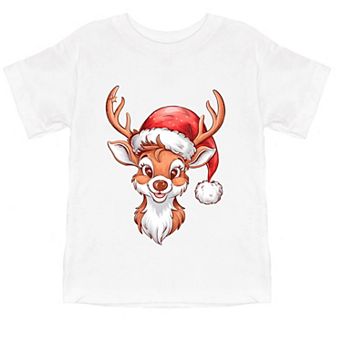 Cute Reindeer Head - Toddler Short Sleeve Graphic T-Shirt