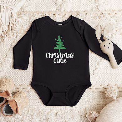 The Juniper Shop Christmas Cutie Tree Glitter Baby Long Sleeve Bodysuit