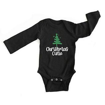 The Juniper Shop Christmas Cutie Tree Glitter Baby Long Sleeve Bodysuit