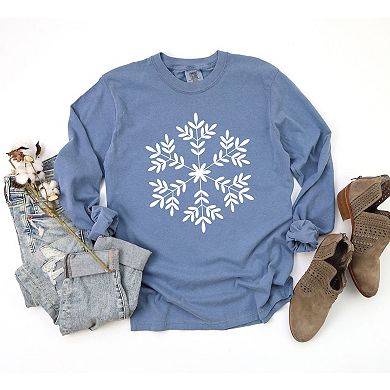Giant Snowflake Garment Dyed Long Sleeve Tees