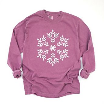 Giant Snowflake Garment Dyed Long Sleeve Tees
