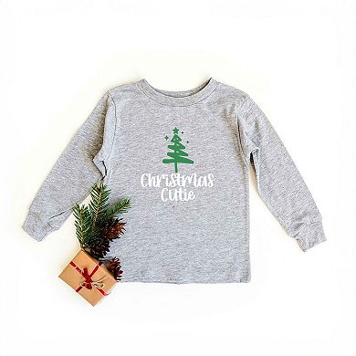 Christmas Cutie Tree Glitter Youth Long Sleeve Graphic Tee
