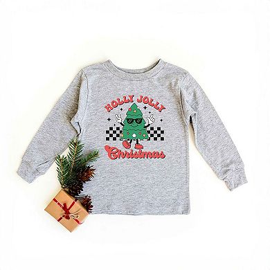 Holly Jolly Christmas Tree Toddler Long Sleeve Graphic Tee