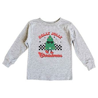 Holly Jolly Christmas Tree Toddler Long Sleeve Graphic Tee