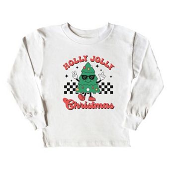 Holly Jolly Christmas Tree Toddler Long Sleeve Graphic Tee