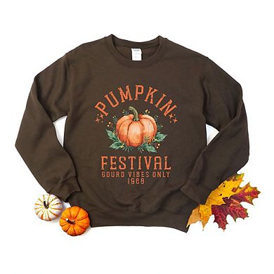 Simply Sage Market Pumpkin Gourd Vibes Only Sweatshirt - S - Chocolate