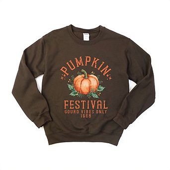 Simply Sage Market Pumpkin Gourd Vibes Only Sweatshirt - S - Chocolate
