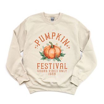 Simply Sage Market Pumpkin Gourd Vibes Only Sweatshirt - S - Chocolate