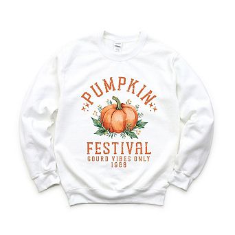 Simply Sage Market Pumpkin Gourd Vibes Only Sweatshirt - S - Chocolate