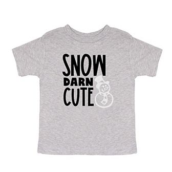 Snow Darn Cute Glitter Toddler Short Sleeve Graphic Tee