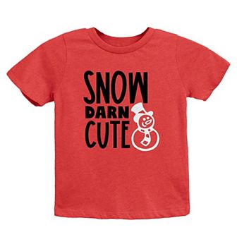 Snow Darn Cute Glitter Toddler Short Sleeve Graphic Tee
