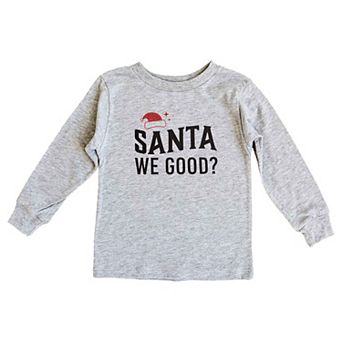 Santa We Good Glitter Youth Long Sleeve Graphic Tee