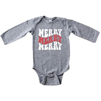 The Juniper Shop Merry Stacked Wavy Glitter Baby Long Sleeve Bodysuit