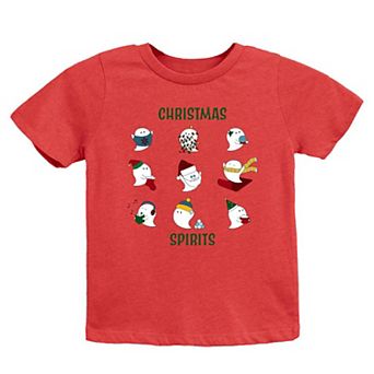 Christmas Spirits Green Words Toddler Short Sleeve Graphic Tee