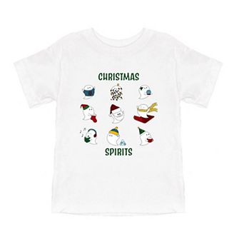 Christmas Spirits Green Words Toddler Short Sleeve Graphic Tee
