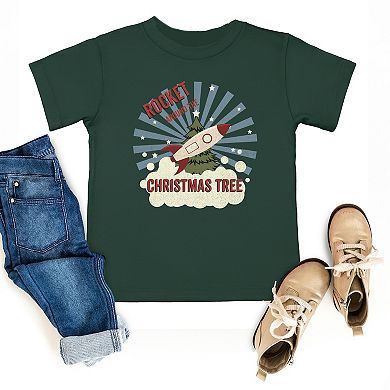 Rocket Around The Christmas Tree - Toddler Short Sleeve Graphic T-Shirt