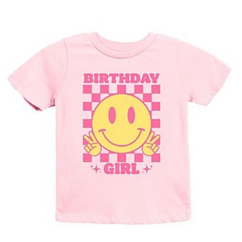 Birthday Girl Chekcered Toddler Short Sleeve Graphic Tee