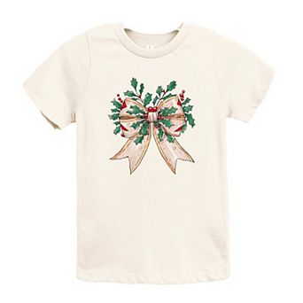 Holly Leaves Coquette Toddler Short Sleeve Graphic Tee