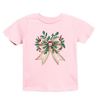 Holly Leaves Coquette Toddler Short Sleeve Graphic Tee