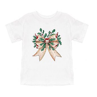 Holly Leaves Coquette Toddler Short Sleeve Graphic Tee