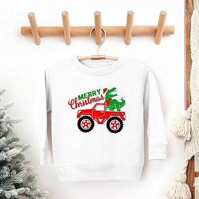 Christmas Dino Truck Toddler Graphic Sweatshirt