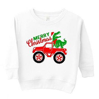 Christmas Dino Truck Toddler Graphic Sweatshirt