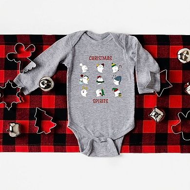 Christmas Spirits Red Words Baby Long Sleeve Bodysuit