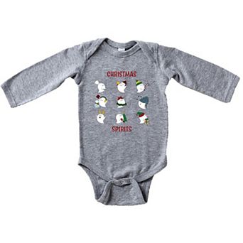 Christmas Spirits Red Words Baby Long Sleeve Bodysuit
