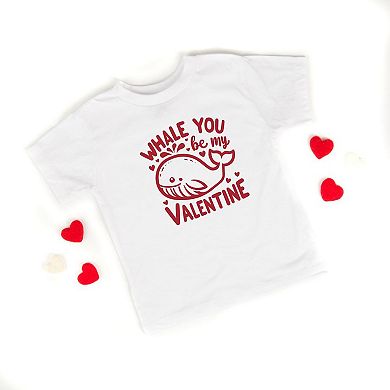 Valentines Whale Toddler Short Sleeve Graphic Tee