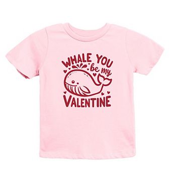 Valentines Whale Toddler Short Sleeve Graphic Tee