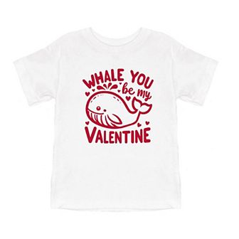 Valentines Whale Toddler Short Sleeve Graphic Tee