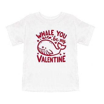 Valentines Whale Toddler Short Sleeve Graphic Tee