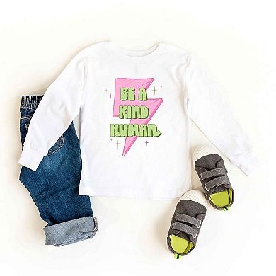 Be A Kind Human Lightning Bolt Toddler Long Sleeve Graphic Tee