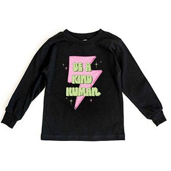 Be A Kind Human Lightning Bolt Toddler Long Sleeve Graphic Tee