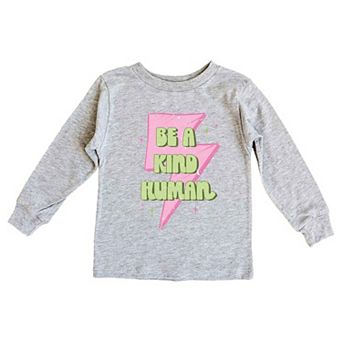 Be A Kind Human Lightning Bolt Toddler Long Sleeve Graphic Tee