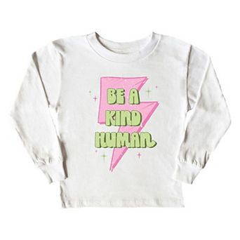 Be A Kind Human Lightning Bolt Toddler Long Sleeve Graphic Tee