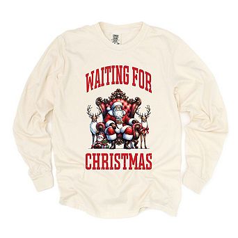 Simply Sage Market Waiting For Christmas Vintage Garment Dyed Long Sleeve