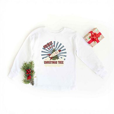 Rocket Around The Christmas Tree Youth Long Sleeve Graphic Tee