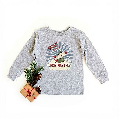 Rocket Around The Christmas Tree Toddler Long Sleeve Graphic Tee