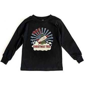 Rocket Around The Christmas Tree Toddler Long Sleeve Graphic Tee