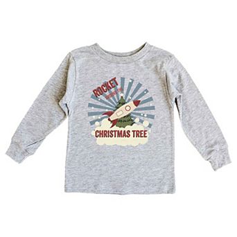 Rocket Around The Christmas Tree Toddler Long Sleeve Graphic Tee