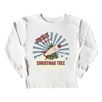 Rocket Around The Christmas Tree Toddler Long Sleeve Graphic Tee