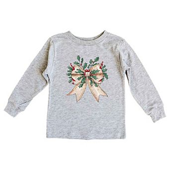 Holly Leaves Coquette Toddler Long Sleeve Graphic Tee