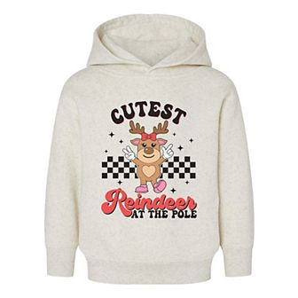 Cutest Reindeer At The Pole Toddler Graphic Hoodie