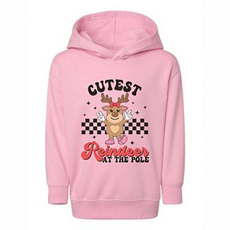 Cutest Reindeer At The Pole Toddler Graphic Hoodie